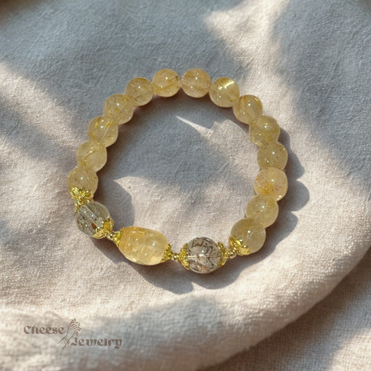 Sunlight — Gold Rutilated Quartz, Black Gold Quartz & Citrine Bracelet