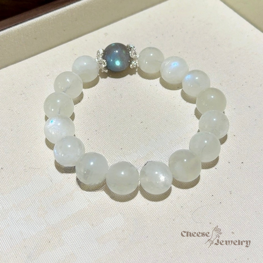 Dreamscape Moonlight — Blue & Grey Moonstone Bracelet