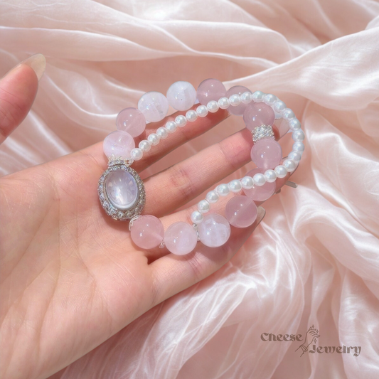 Heart's Song — Rose Quartz, Clear Quartz & Milky Quartz Bracelet