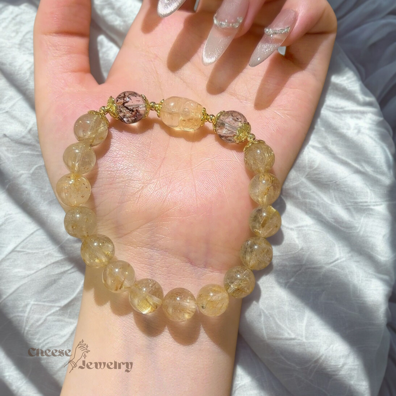 Sunlight — Gold Rutilated Quartz, Black Gold Quartz & Citrine Bracelet