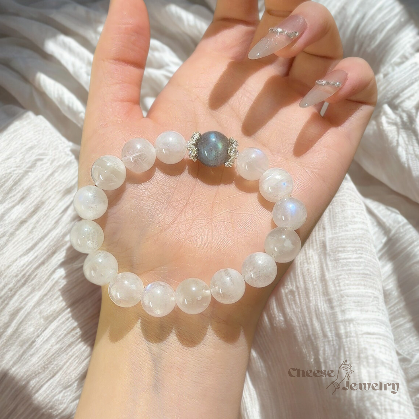Dreamscape Moonlight — Blue & Grey Moonstone Bracelet
