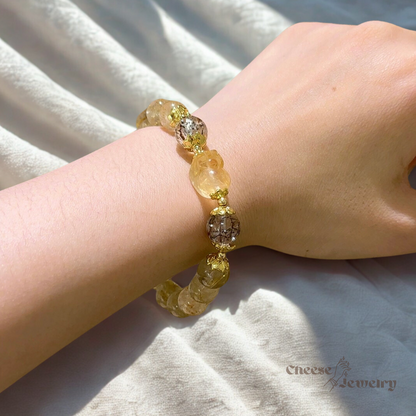 Sunlight — Gold Rutilated Quartz, Black Gold Quartz & Citrine Bracelet