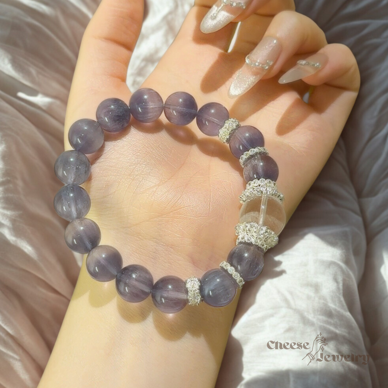 Fluorite Fortune — Silky Fluorite & White Phantom Quartz Bracelet