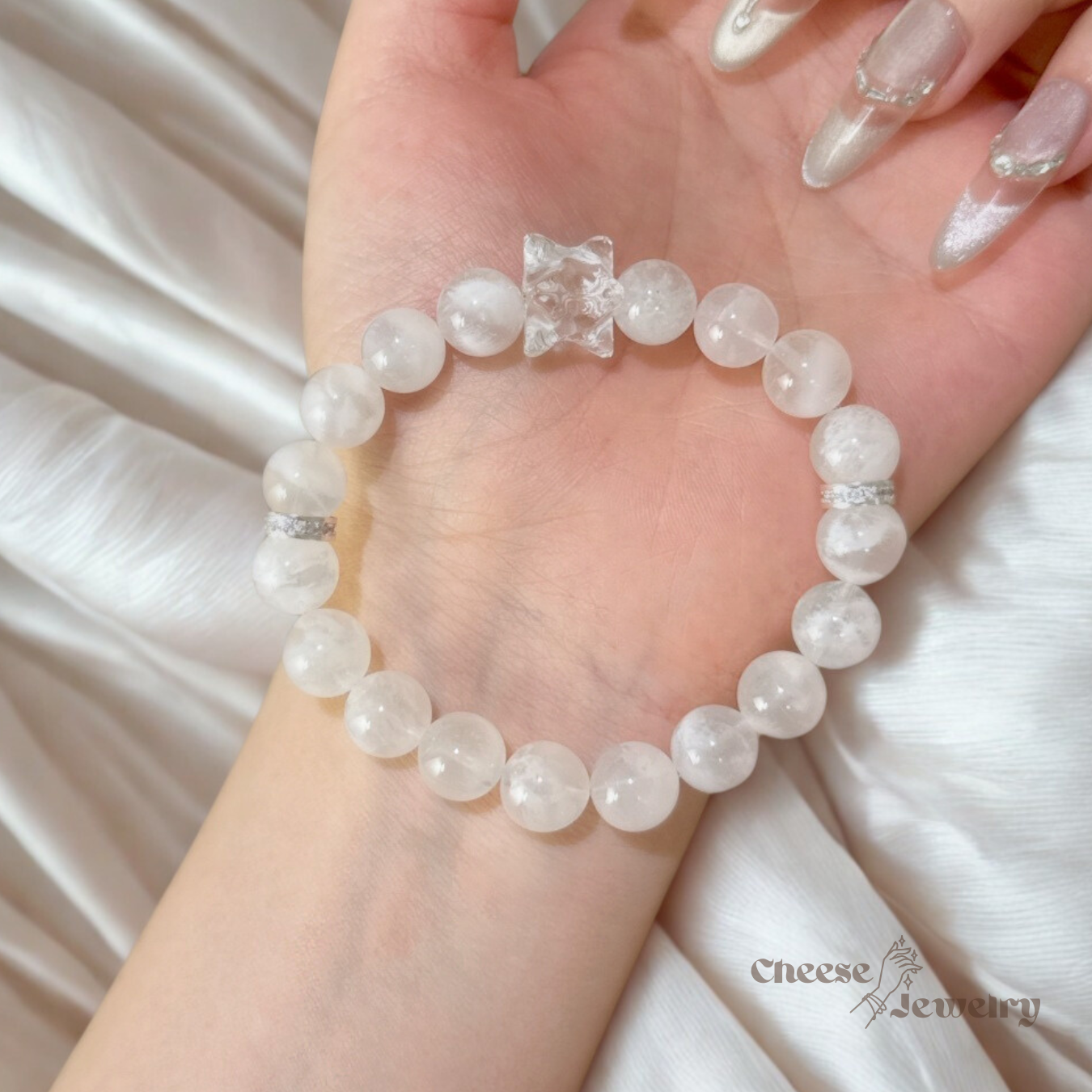 Blossom Magic — Pink Snowflake Quartz & White Quartz Bracelet