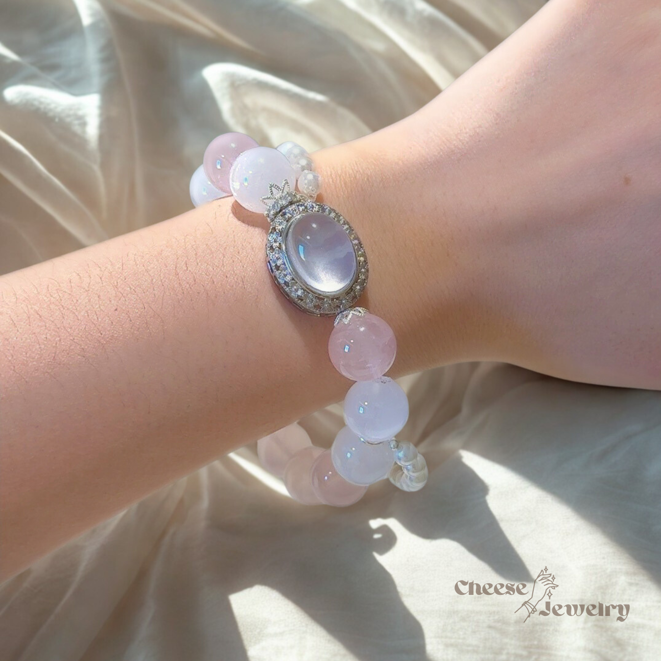 Heart's Song — Rose Quartz, Clear Quartz & Milky Quartz Bracelet