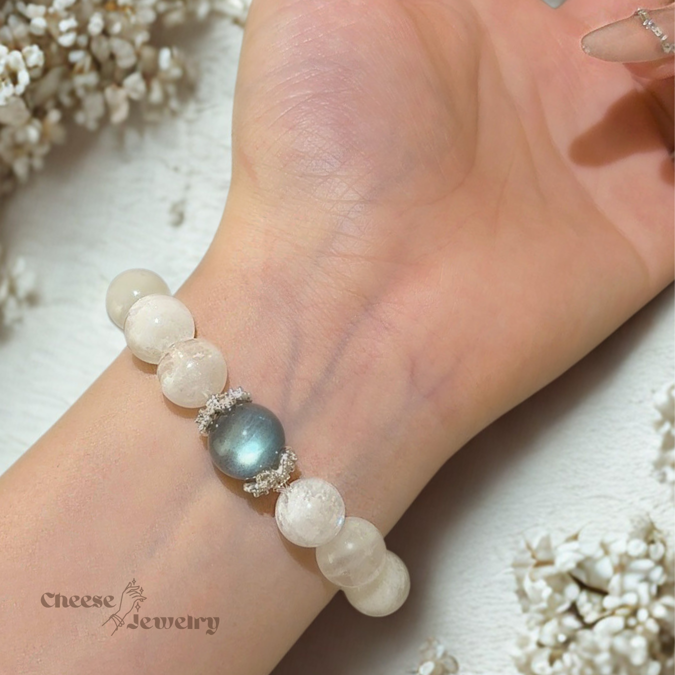 Dreamscape Moonlight — Blue & Grey Moonstone Bracelet